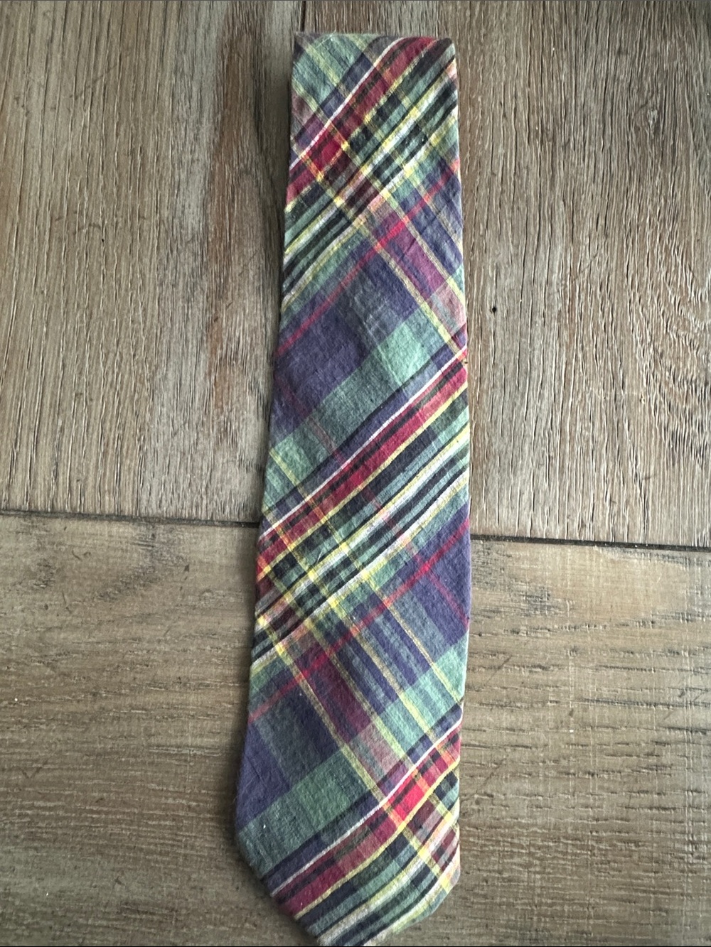 Vintage Britches Great Outdoors Plaid Madras Cotton Tie Preppy 80s 90s